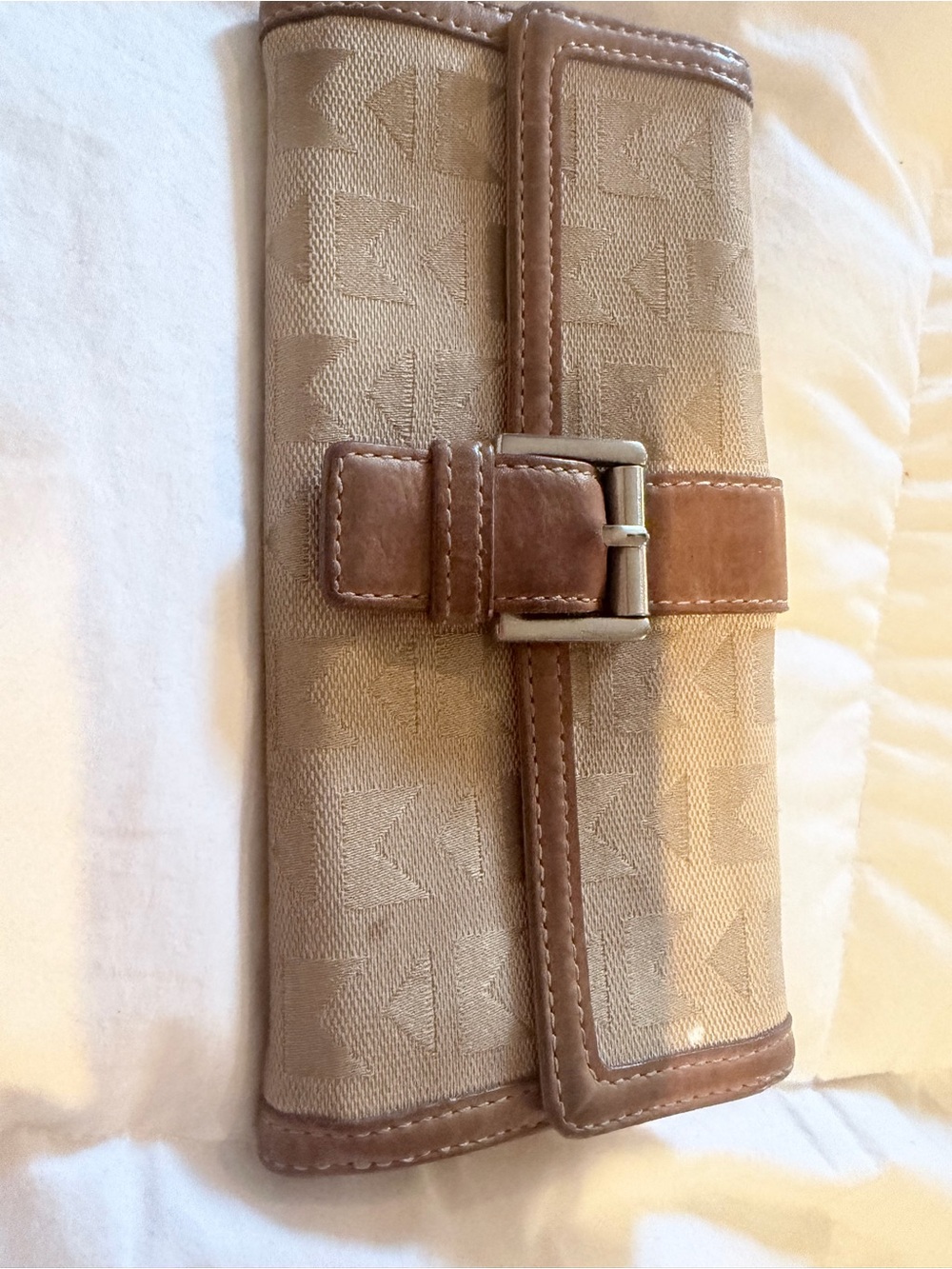 Beige/Tan women’s Wallet Clutch with Buckle Closure
